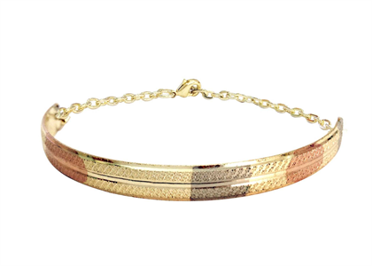 Three Tone Plated Fashion Bangle Bracelet